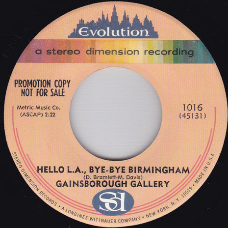 The Gainsborough Gallery : Hello L.A., Bye-Bye Birmingham (7", Single, Promo)