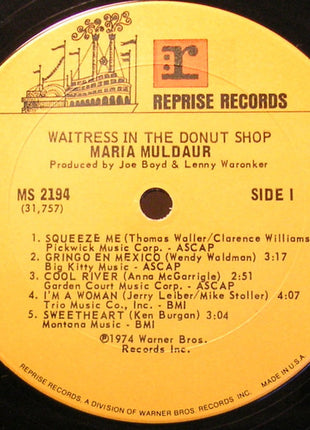 Maria Muldaur : Waitress In A Donut Shop (LP, Album, Pit)