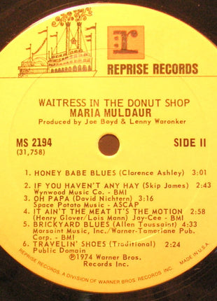 Maria Muldaur : Waitress In A Donut Shop (LP, Album, Pit)