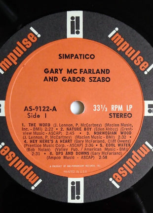 Gary McFarland, Gabor Szabo : Simpático (LP, Gat)