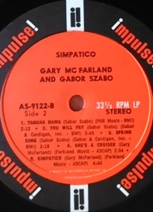 Gary McFarland, Gabor Szabo : Simpático (LP, Gat)