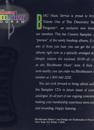 Various : Country (Discovery Sampler Volume One) (CD, Promo, Smplr)
