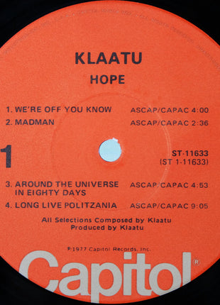 Klaatu : Hope (LP, Album, Jac)