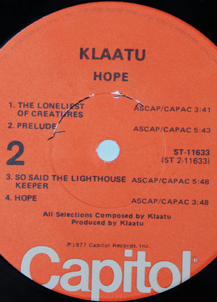 Klaatu : Hope (LP, Album, Jac)