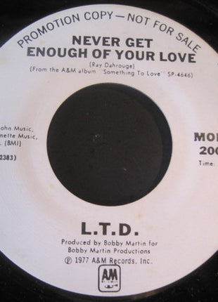 L.T.D. : Never Get Enough Of Your Love (7", Mono, Promo)