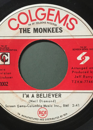 The Monkees : I'm A Believer / (I'm Not Your) Steppin' Stone (7", Single, Ind)