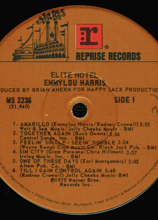 Emmylou Harris : Elite Hotel (LP, Album, RP, Win)