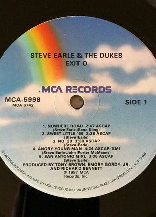 Steve Earle & The Dukes : Exit 0 (LP, Album, Glo)