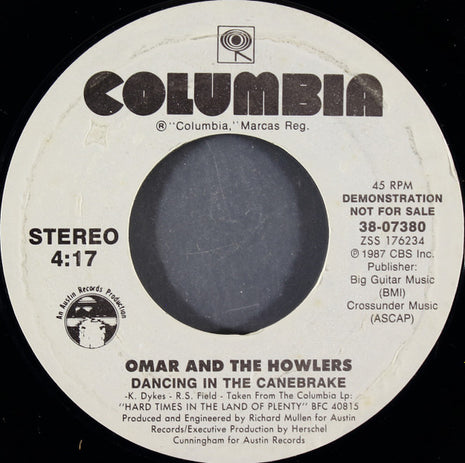 Omar & The Howlers* : Dancing In The Canebrake (7", Promo, Styrene)