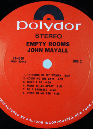 John Mayall : Empty Rooms (LP, Album, Pit)
