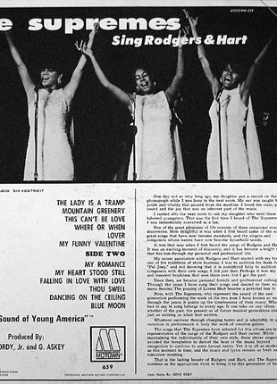 The Supremes : The Supremes Sing Rodgers & Hart (LP, Album, Mono)