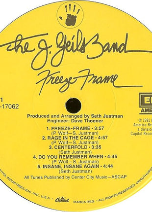 The J. Geils Band : Freeze-Frame (LP, Album, Win)