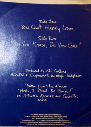 Phil Collins : You Can't Hurry Love (7", Single, SP)