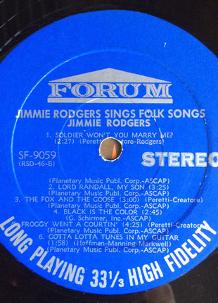 Jimmie Rodgers (2) With The Hugo Peretti Orchestra : Jimmie Rodgers Sings Folk Songs (LP, Album)