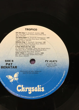 Pat Benatar : Tropico (LP, Album, Pit)