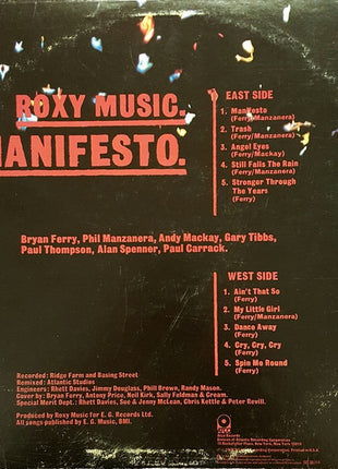 Roxy Music : Manifesto (LP, Album, Pre)