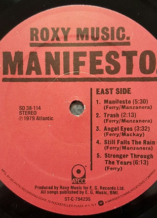 Roxy Music : Manifesto (LP, Album, Pre)