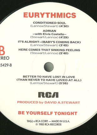 Eurythmics : Be Yourself Tonight (LP, Album, Ind)