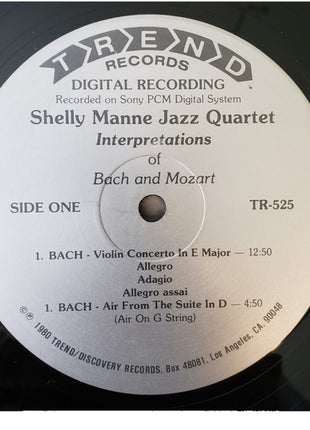 Shelly Manne Jazz Quartet : Interpretations Of Bach And Mozart (LP, Album)