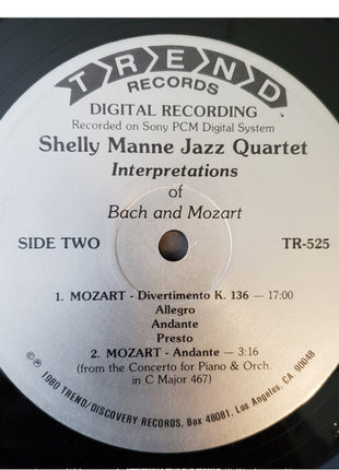 Shelly Manne Jazz Quartet : Interpretations Of Bach And Mozart (LP, Album)