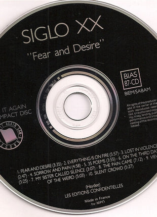 Siglo XX : Fear And Desire (CD, Album)