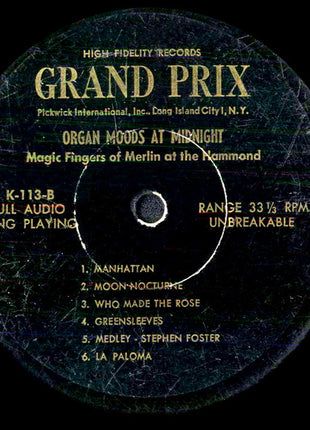 The Magic Fingers Of Merlin : Organ Moods At Midnight (LP)