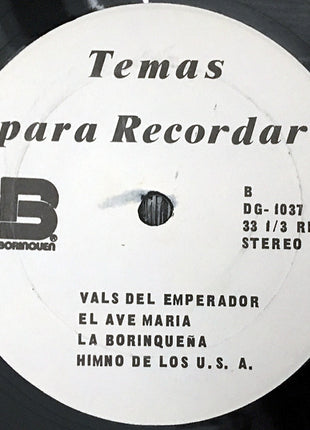 Unknown Artist : Temas Para Recordar (LP, Album)