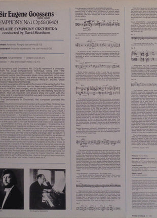 Eugene Goossens* - David Measham, Adelaide Symphony Orchestra : Symphony No. 1 (LP)