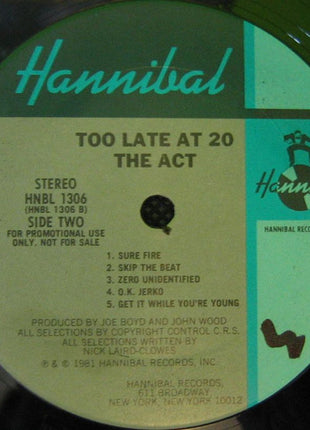 The Act (6) : Too Late At 20 (LP, Album, Promo)