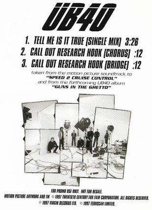 UB40 : Tell Me Is It True (CD, Single, Promo)