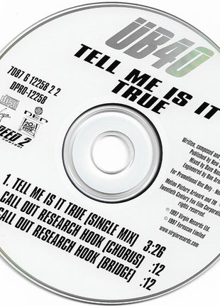 UB40 : Tell Me Is It True (CD, Single, Promo)
