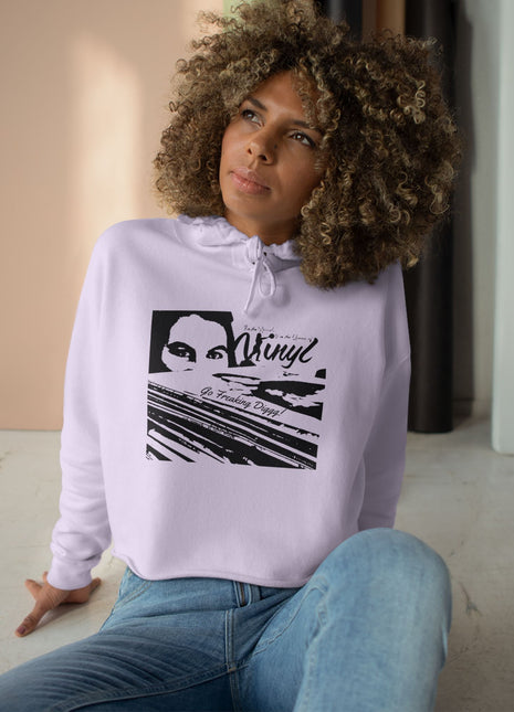 Go Freaking Diggg! Crop Hoodie | DJ Music Graphic, Retro Turntable