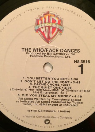 The Who : Face Dances (LP, Album, Spe)
