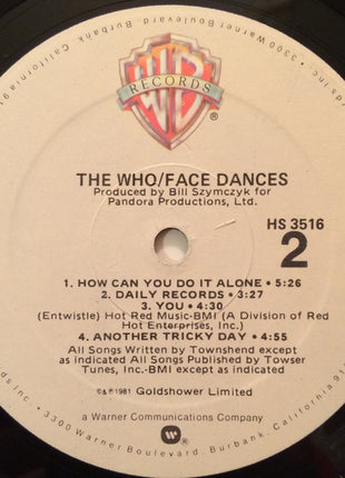 The Who : Face Dances (LP, Album, Spe)