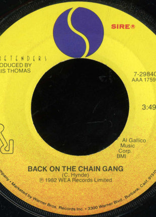 The Pretenders : Back On The Chain Gang (7", Single, Win)