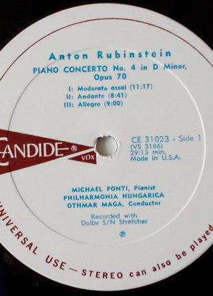 Anton Rubinstein : Piano Concerto No. 4 In D Minor Op. 70 (LP, Album)