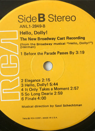 David Merrick (2) Presents Pearl Bailey, Cab Calloway : Hello, Dolly! - The New Broadway Cast Recording (LP, Album, RP)