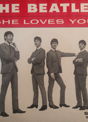 The Beatles : She Loves You (7", Single, Bla)