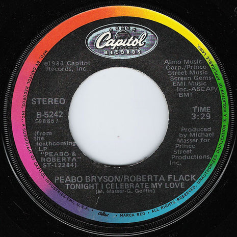 Peabo Bryson / Roberta Flack : Tonight I Celebrate My Love (7", Win)