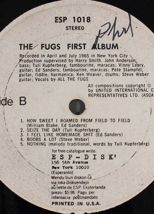 The Fugs : The Fugs First Album (LP, Album, Mono, RE, Thi)