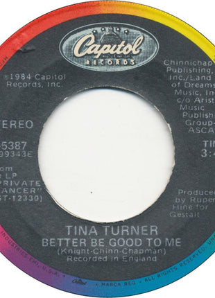 Tina Turner : Better Be Good To Me (7", Single, Jac)