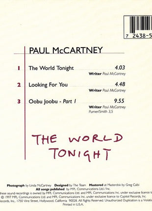 Paul McCartney : The World Tonight (CD, Single)