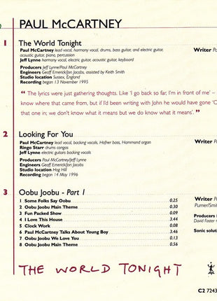 Paul McCartney : The World Tonight (CD, Single)