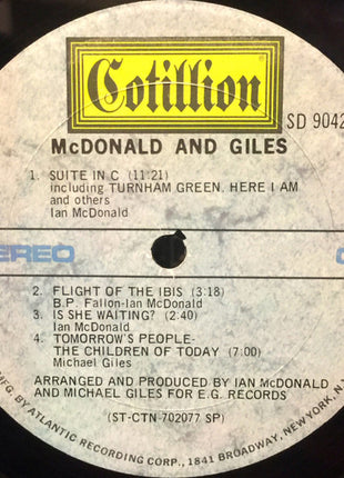 McDonald And Giles* : McDonald And Giles (LP, Album, Spe)
