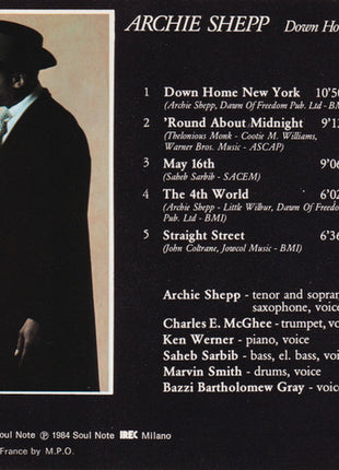 Archie Shepp : Down Home New York (CD)
