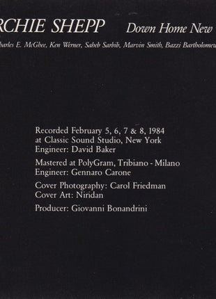 Archie Shepp : Down Home New York (CD)