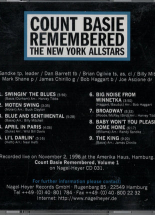 The New York Allstars : Count Basie Remembered Volume Two (CD, Album)