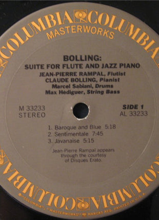 Jean-Pierre Rampal / Claude Bolling : Suite For Flute And Jazz Piano (LP, Album, Ter)