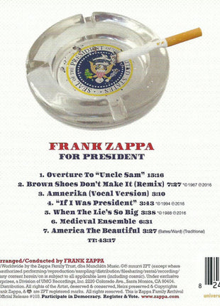 Frank Zappa : Frank Zappa For President (CD, Album)