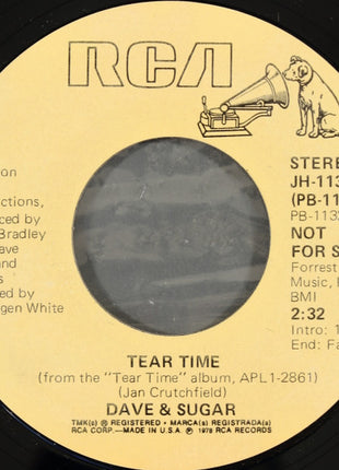 Dave And Sugar : Tear Time (7", Mono, Promo, Styrene)